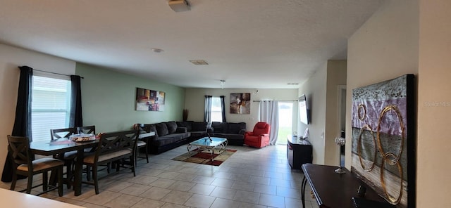 view of tiled living room