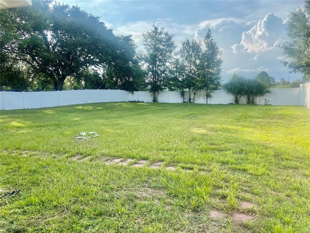 view of yard featuring a fenced backyard