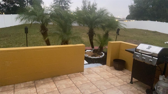 view of patio / terrace with grilling area and a fenced backyard