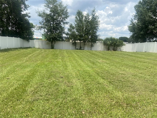 view of yard with a fenced backyard