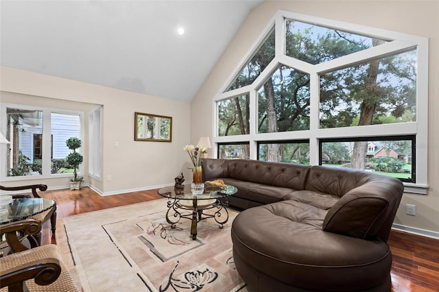 living room with hardwood / wood-style flooring and plenty of natural light