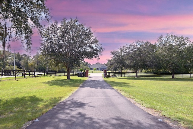 view of street with a rural view