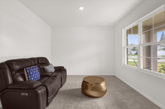 living room featuring carpet flooring and a wealth of natural light