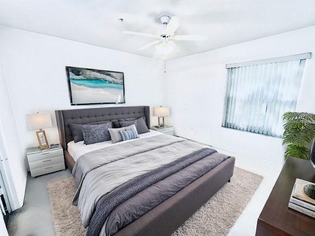 bedroom featuring ceiling fan