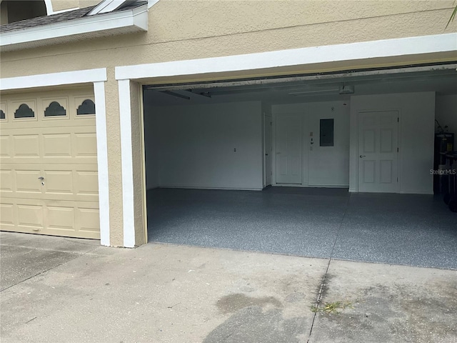 garage with electric panel