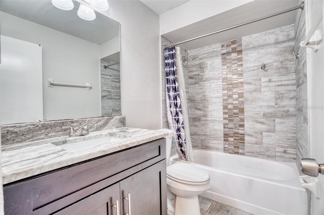 full bathroom with vanity, toilet, and shower / bath combo