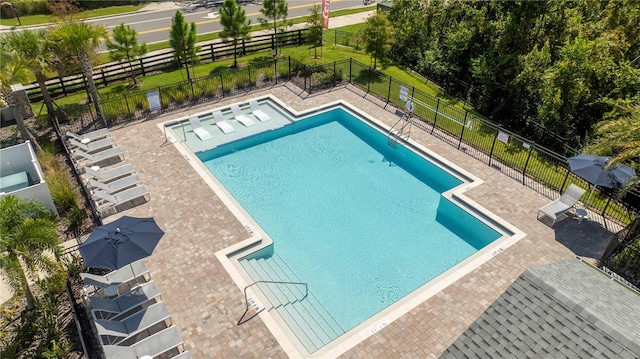 view of pool featuring a patio area