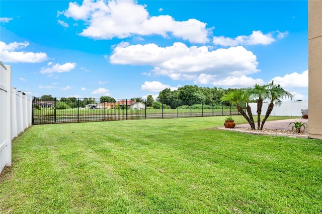 view of yard featuring a fenced backyard