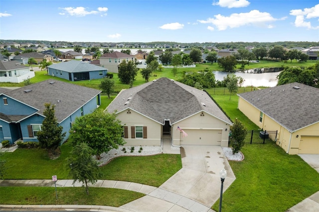 bird's eye view featuring a water view