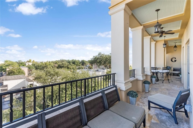 balcony with ceiling fan