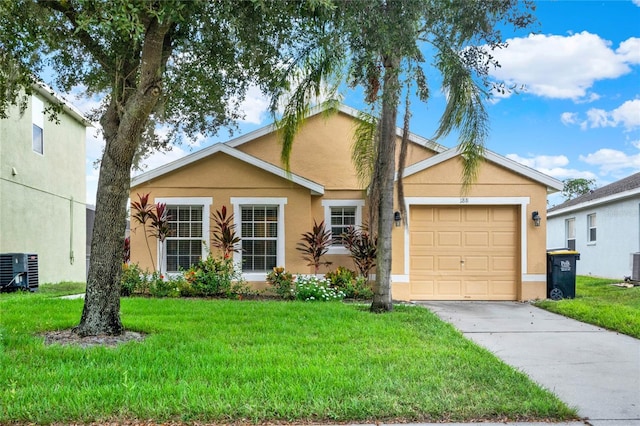 188 Ridgemont Ct, Davenport, FL 33896 - ranch-style home with stucco siding, driveway, a garage, and a front yard