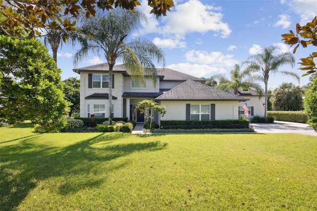 view of front facade featuring a front yard