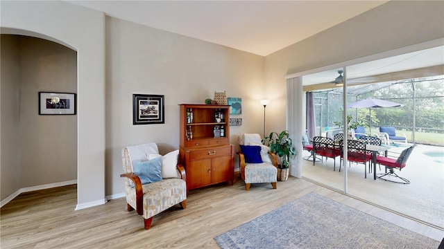 living area with light wood-type flooring