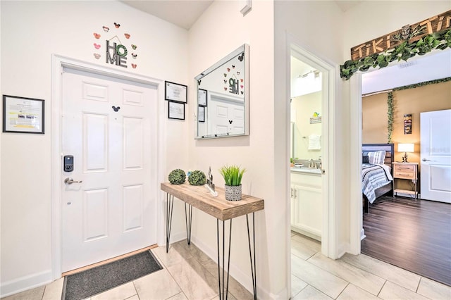 entryway with light wood-type flooring