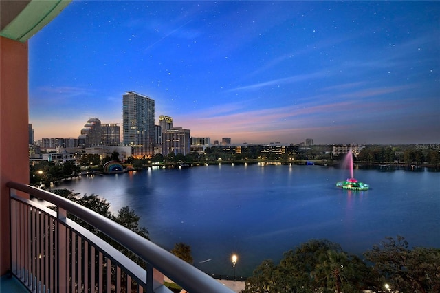 property view of water with a city view