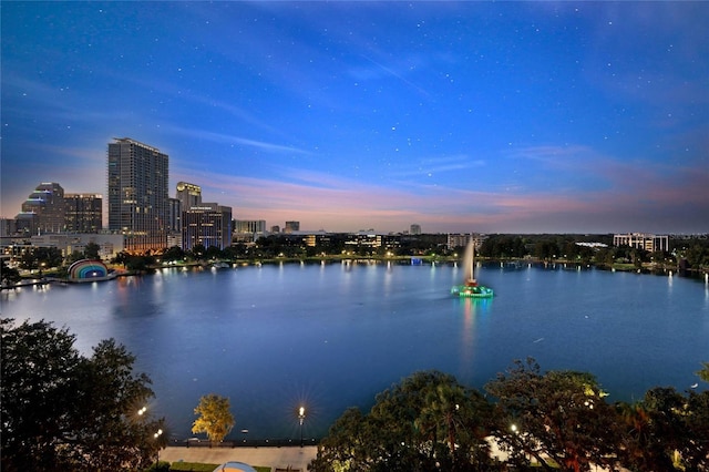 property view of water featuring a view of city
