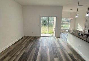 unfurnished living room with dark hardwood / wood-style floors