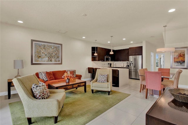 view of tiled living room