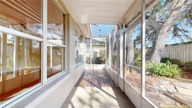 view of unfurnished sunroom