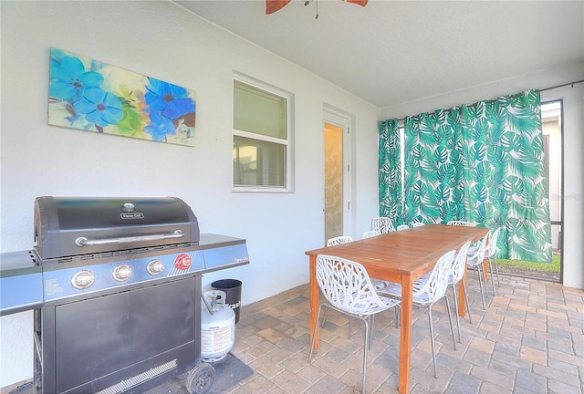 view of patio featuring a grill