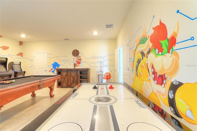 rec room with pool table