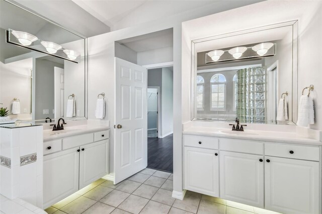 bathroom featuring vanity and tile patterned floors