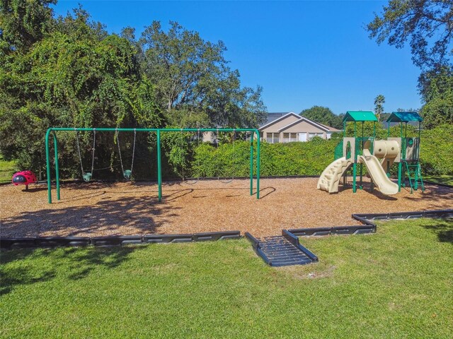 view of play area with a lawn