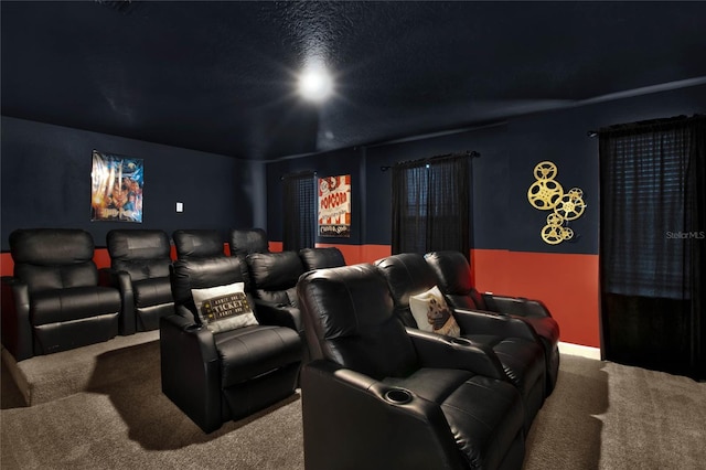 view of carpeted cinema room