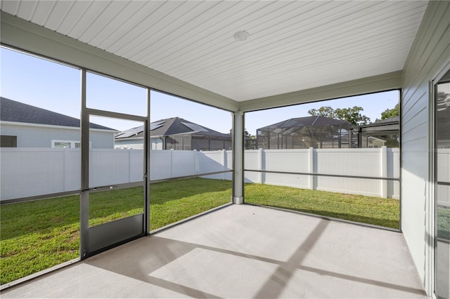 view of unfurnished sunroom