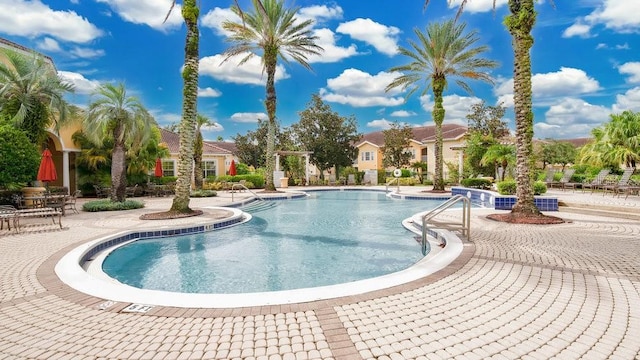 view of pool featuring a patio