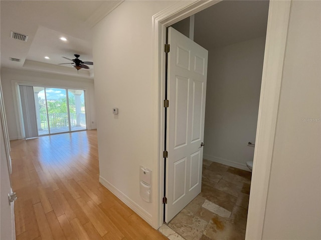 hallway featuring light wood-type flooring