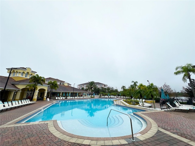 pool featuring a patio area