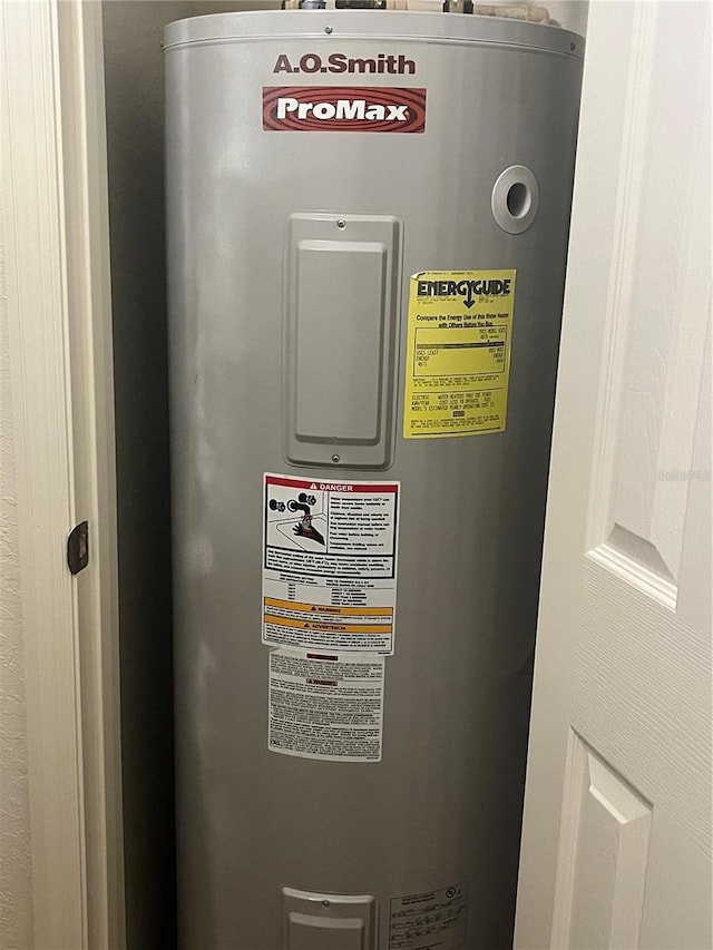 utility room featuring electric water heater