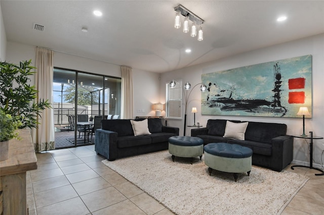 view of tiled living room