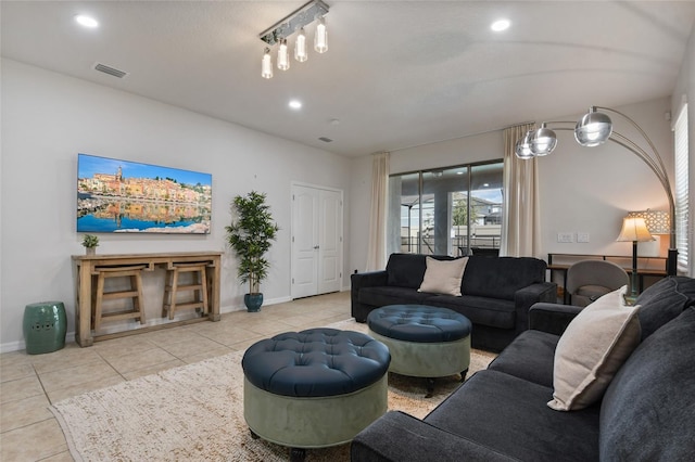 view of tiled living room