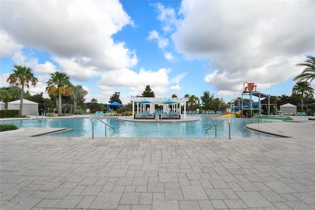 view of pool featuring an outdoor structure