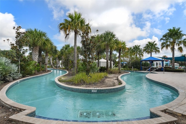 view of pool with a gazebo