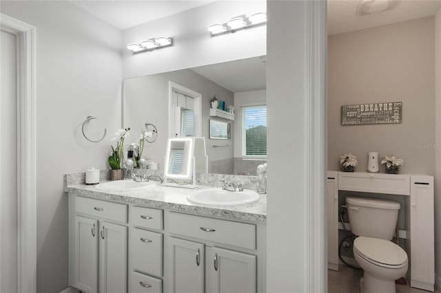 bathroom with toilet and vanity