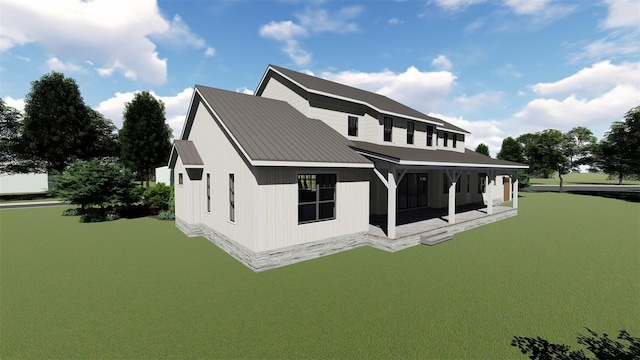 back of property featuring metal roof
