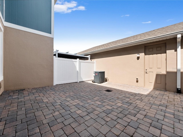 view of patio featuring central air condition unit