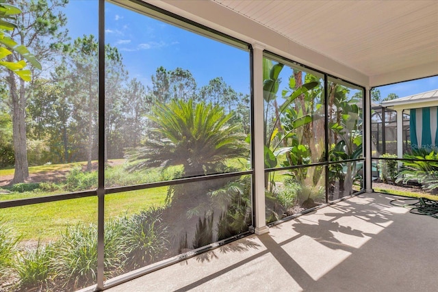 view of unfurnished sunroom