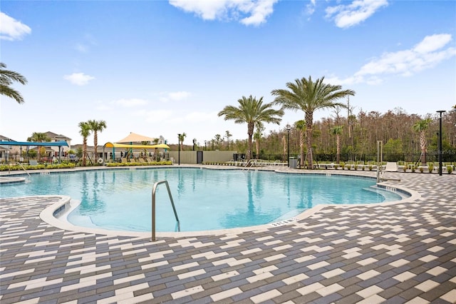 view of pool featuring a patio area