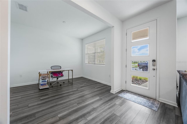 foyer entrance featuring dark hardwood / wood-style flooring