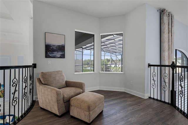 living area featuring dark hardwood / wood-style floors