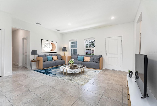 view of tiled living room