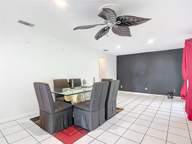 2281 E Union Cir, Deltona, FL 32725 - dining room with recessed lighting, light tile patterned floors, baseboards, visible vents, and a ceiling fan