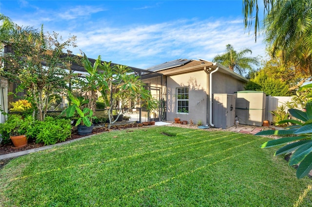 view of yard featuring a lanai