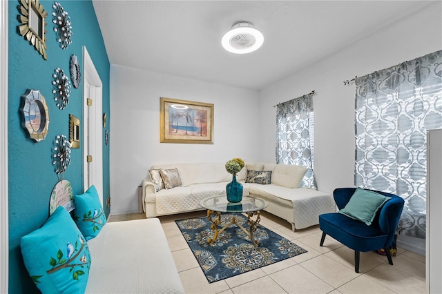 view of tiled living room