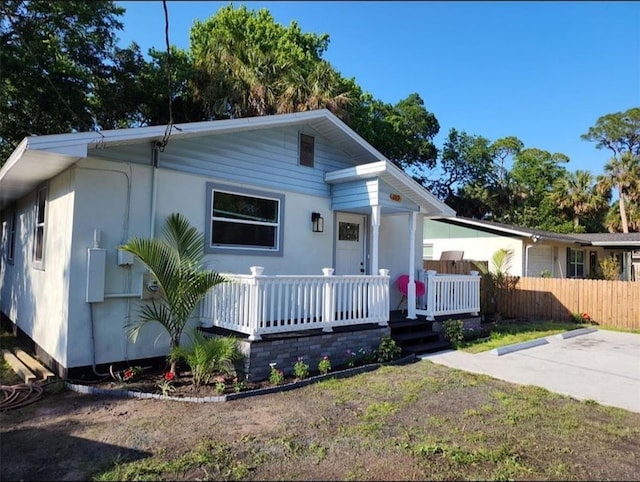 view of front facade featuring covered porch