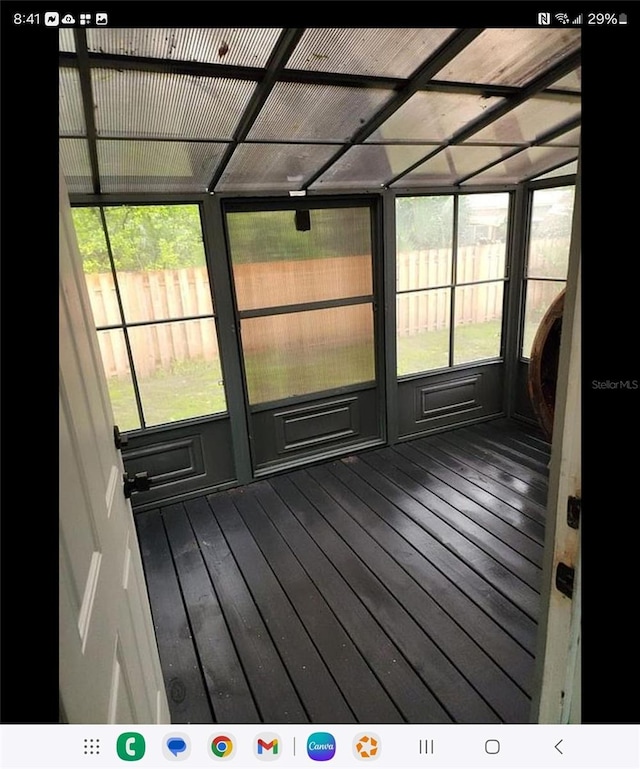 view of unfurnished sunroom